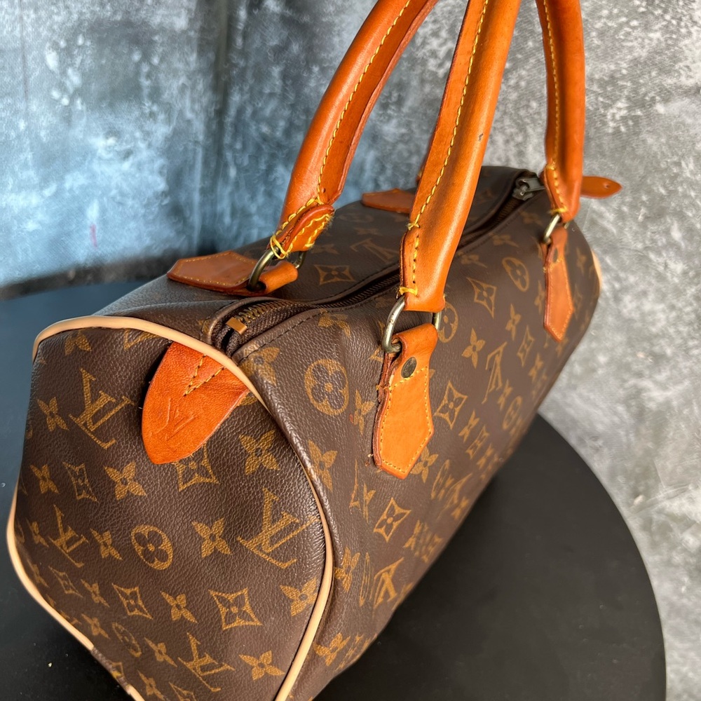 Louis Vuitton Brown and Tan Monogram Satchel authentic vintage